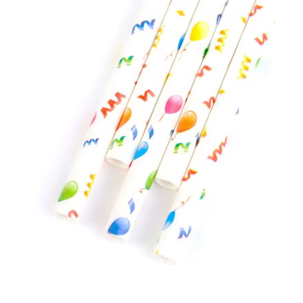 Papír szívószál - party - 197 x 6 mm - 25 db / csomag