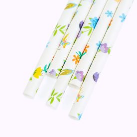 Papír szívószál - virág - 197 x 6 mm - 25 db / csomag