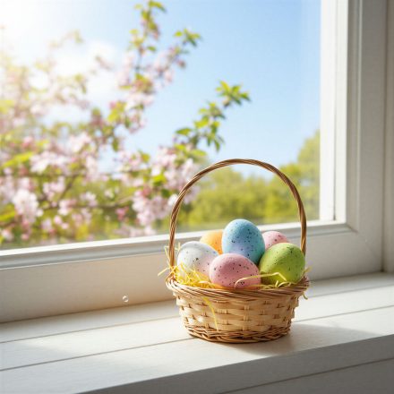 Húsvéti dekoráció - tojások papírfűvel - pasztellszín - 4 x 6 cm - 6 db / csomag