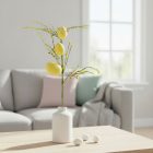 Húsvéti tojásfa ág - csillámos - sárga - 40 x 16 cm