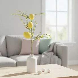 Húsvéti tojásfa ág - csillámos - sárga - 40 x 16 cm