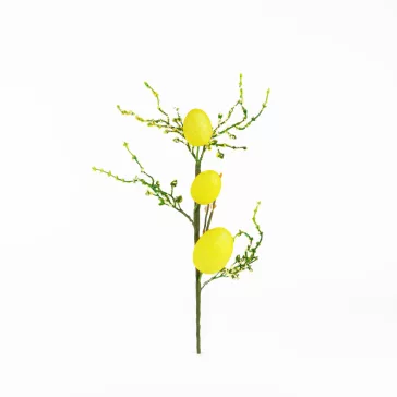Húsvéti tojásfa ág - csillámos - sárga - 40 x 16 cm