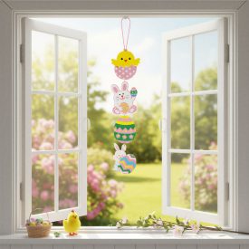   Húsvéti függő dekoráció - csillámos hablemez - 60 cm - 4 részes