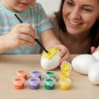 Húsvéti dekoráció - húsvéti habtojás festő szett - 6 cm - 6 db tojás