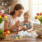 Húsvéti dekoráció - húsvéti habtojás festő szett - 6 cm - 6 db tojás