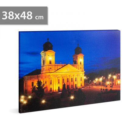 LED-es fali hangulatkép - "Nagytemplom Debrecen" - 3 x AA, 38 x 48 cm 58018K