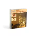 LED fényfüzér - 5 m - 50 LED - melegfehér - 3 x AA