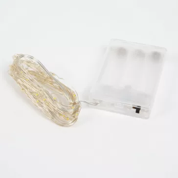 LED fényfüzér - 5 m - 50 LED - hidegfehér - 3 x AA
