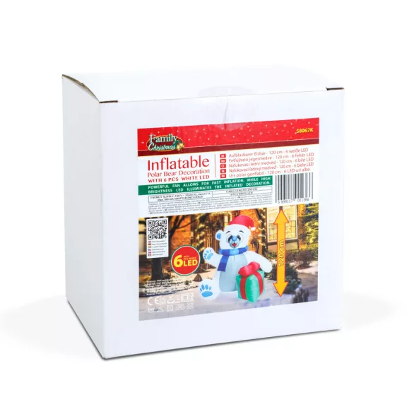 Felfújható jegesmedve - 120 cm - IP44 - 6 LED - 100 - 240 V Felfújható jegesmedve - 120 cm - IP44 - 6 LED - 100 - 240 V