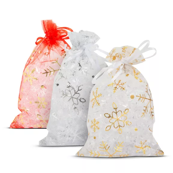 Organza ajándéktasak - 3 féle - 10 x 15 cm Organza ajándéktasak - 3 féle - 10 x 15 cm
