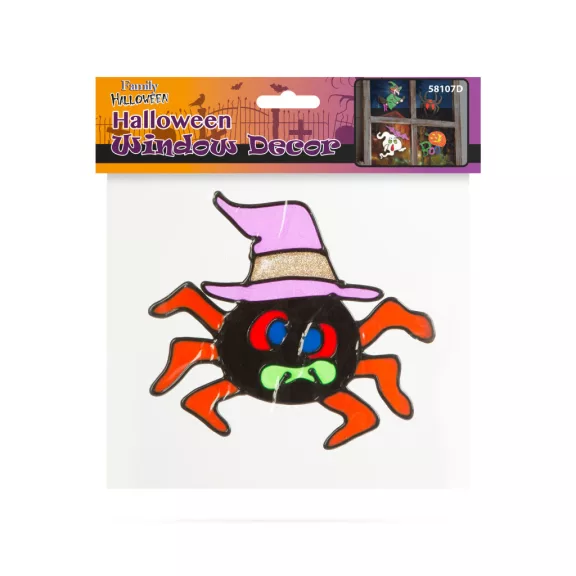 Halloween-i ablakdekor - színes, csillámos pók Halloween-i ablakdekor - színes, csillámos pók