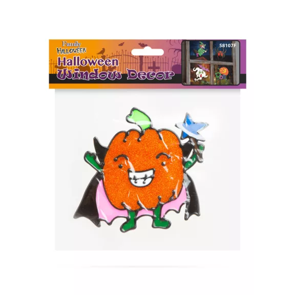 Halloween-i ablakdekor - Csillámos, színes tök Halloween-i ablakdekor - Csillámos, színes tök