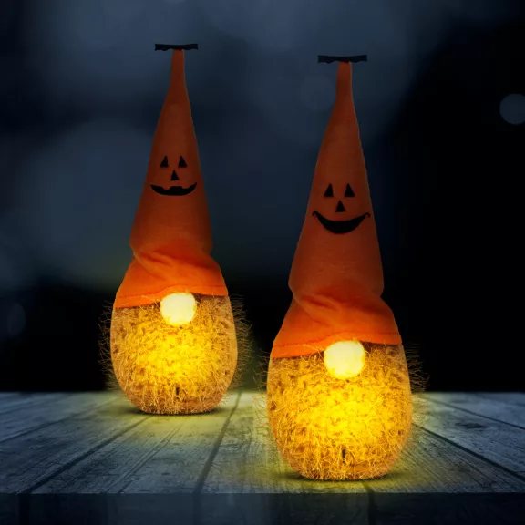 Halloween-i LED-es manó - poliészter - 20 cm - 2 féle Halloween-i LED-es manó - poliészter - 20 cm - 2 féle