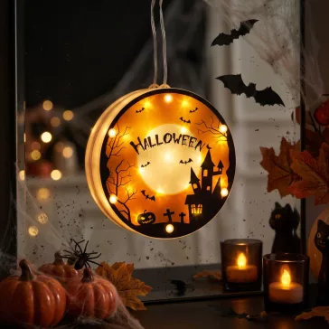 Halloween-i 3D dekorlámpa - 14 melegfehér LED - elemes