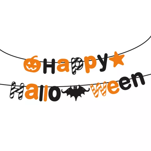 Halloween-i papír girland - "Happy Halloween" felirat - 3,5 m Halloween-i papír girland - "Happy Halloween" felirat - 3,5 m