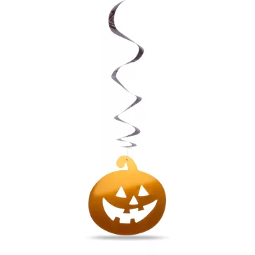   Halloween-i dekoráció szett - 12 db tök - csillogó spirál akasztó