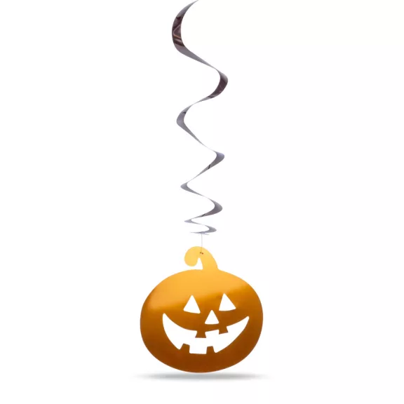 Halloween-i dekoráció szett - 12 db tök - csillogó spirál akasztó Halloween-i dekoráció szett - 12 db tök - csillogó spirál akasztó