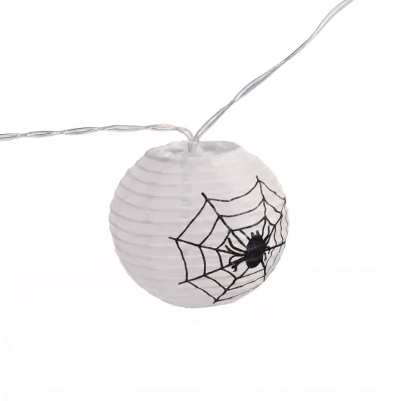 Halloween-i lampion fényfüzér - pókos, fehér - 7,5 x 165 cm - 2 x AA elemes Halloween-i lampion fényfüzér - pókos, fehér - 7,5 x 165 cm - 2 x AA elemes
