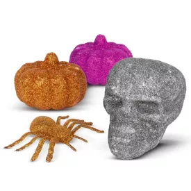   Halloween-i dekoráció szett - pók, koponya, 2 db tök - glitteres