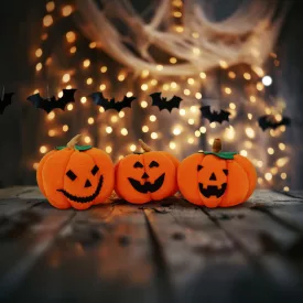   Halloween-i tök dekoráció - 10 x 10 x 11 cm - 3 féle - 3 db / csomag