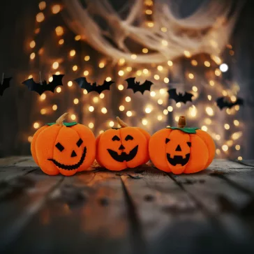   Halloween-i tök dekoráció - 10 x 10 x 11 cm - 3 féle - 3 db / csomag