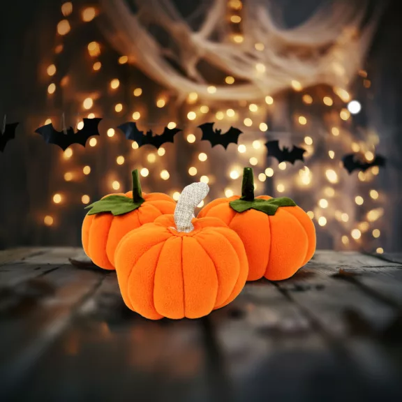 Halloween-i tök dekoráció - 13 x 13 x 14 cm - 3 db / csomag Halloween-i tök dekoráció - 13 x 13 x 14 cm - 3 db / csomag