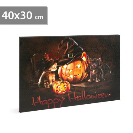 Halloween-i LED-es hangulatkép - fali akasztóval, 2 x AA, 40 x 30 cm 58400