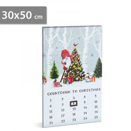 LED-es fali kép - kalendárium - 3 melegfehér LED - 30 x 50 cm