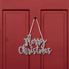 Karácsonyi dekoráció - "Merry Christmas" felirat - 20 x 12 cm - ezüst