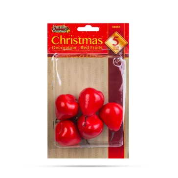   Karácsonyi dekoráció - piros gyümölcs - 6 cm - 5 db / csomag