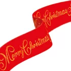 Karácsonyi szalag - piros - "Merry Christmas" - 60 x 8 cm