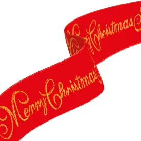   Karácsonyi szalag - piros - "Merry Christmas" - 60 x 8 cm