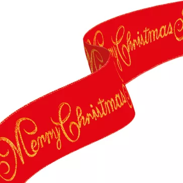  Karácsonyi szalag - piros - "Merry Christmas" - 60 x 8 cm