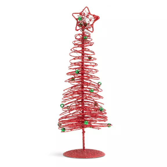 Karácsonyi, glitteres, fém karácsonyfa - 28 cm - piros Karácsonyi, glitteres, fém karácsonyfa - 28 cm - piros