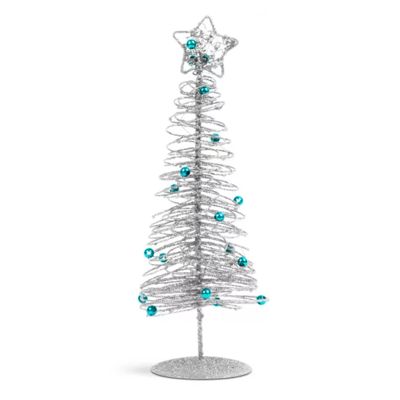Karácsonyi, glitteres, fém karácsonyfa - 28 cm - ezüst Karácsonyi, glitteres, fém karácsonyfa - 28 cm - ezüst