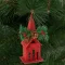 Karácsonyi glitteres templom akasztóval - 16 x 6,5 cm - piros