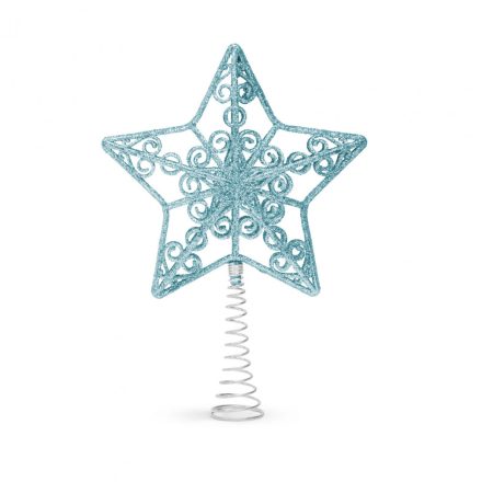 Karácsonyfa csúcsdísz - csillag alakú - 20 x 15 cm - világoskék