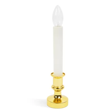   Karácsonyi dísz - sárga LED-es gyertya - fehér / arany - 22 cm
