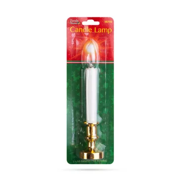   Karácsonyi dísz - sárga LED-es gyertya - fehér / arany - 22 cm