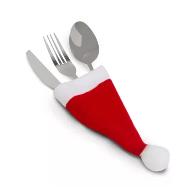   Karácsonyi evőeszköz dekor - mikulássapka - 17 cm - 3 féle - 6 db / csomag