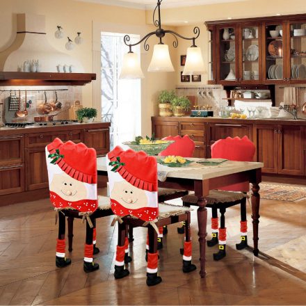Karácsonyi székdekor szett - Télanyó - 47 x 75 cm - piros/fehér