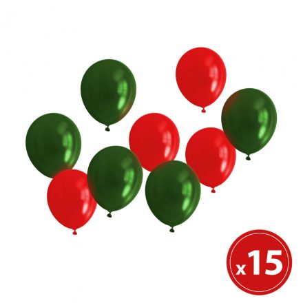 Lufi szett - piros-zöld, metálos - 15 db / csomag