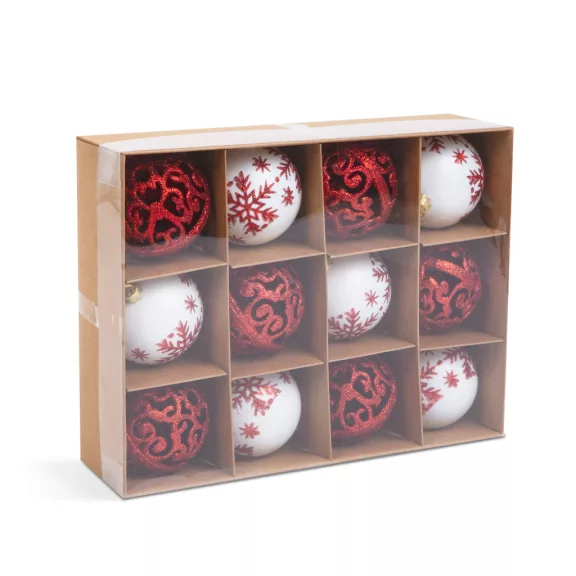 Karácsonyfadísz szett - gömbdísz - 6 cm - 12 db / szett Karácsonyfadísz szett - gömbdísz - 6 cm - 12 db / szett