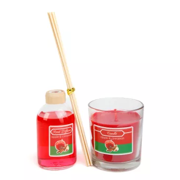   Illatgyertya és illatosító szett - alma & fahéj - 120 g + 100 ml