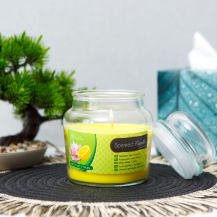 Illatgyertya - csupor fedővel - édes citrom & bazsarózsa - 310 g