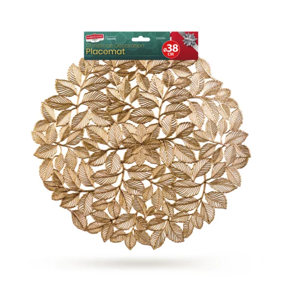 Tányéralátét - arany - fémes hatású - kör - PVC - 38 cm
