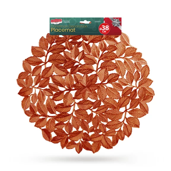 Tányéralátét - bronz - fémes hatású - kör - PVC - 38 cm Tányéralátét - bronz - fémes hatású - kör - PVC - 38 cm