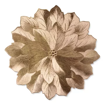   Tányéralátét - arany - fémes hatású - virág - PVC - 38 cm