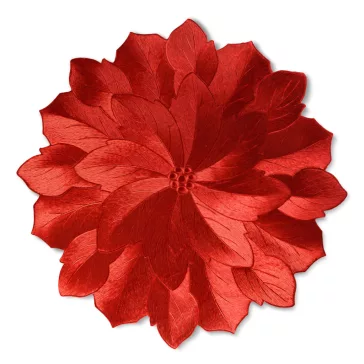   Tányéralátét - piros - fémes hatású - virág - PVC - 38 cm