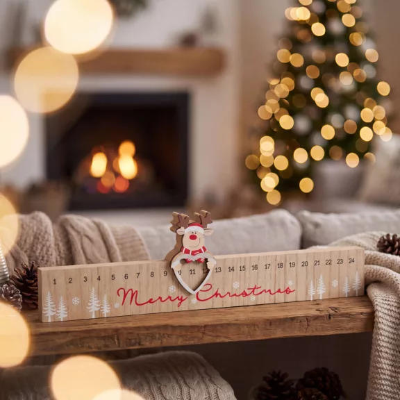 Adventi naptár - "Merry Christmas" rénszarvas - MDF - 40 x 11 cm Adventi naptár - "Merry Christmas" rénszarvas - MDF - 40 x 11 cm